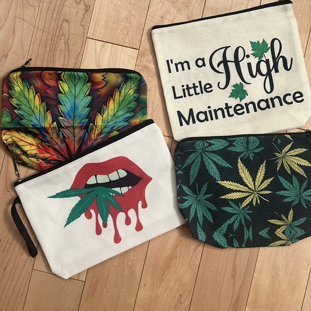 Make up Bag/ Weed/Cannabis/Cotton Linen Bag  10”x7”/ Fun Bag PICK ONE